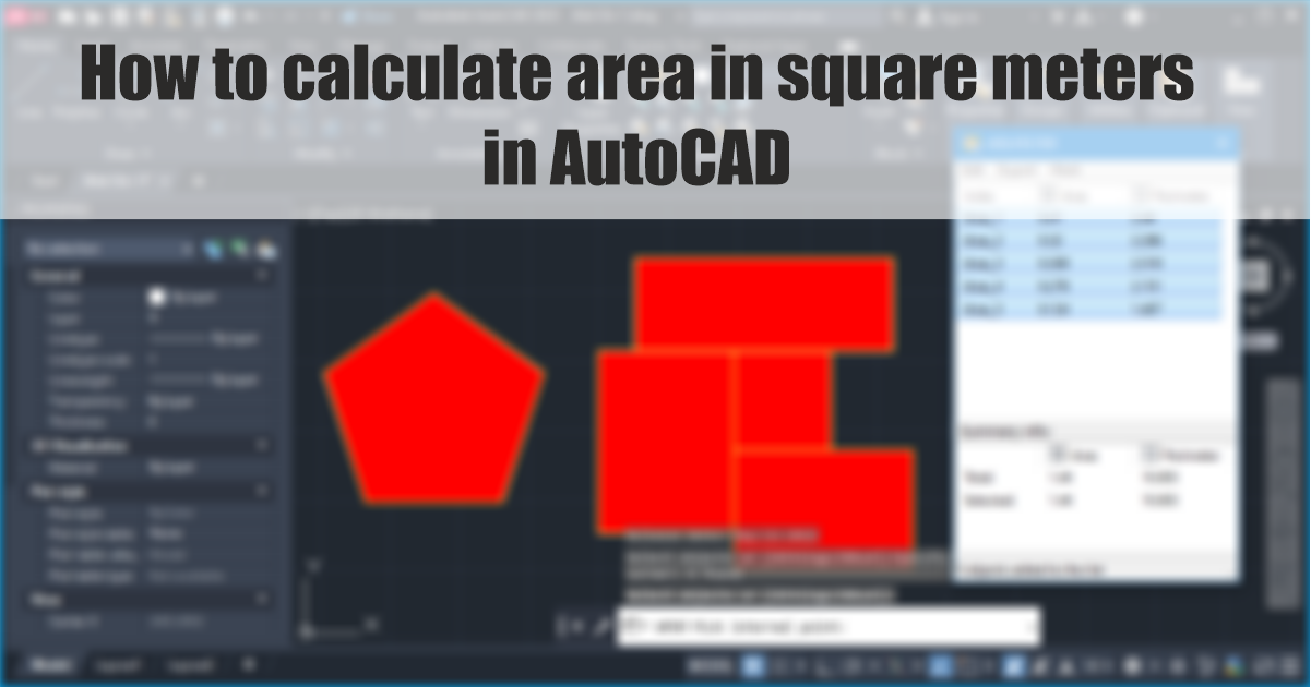 How to calculate area in square meters in AutoCAD