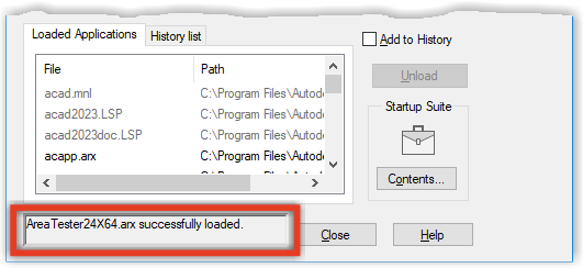 Application load dialog box