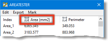 The units of the area is "mm2"