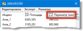 Единицы измерения периметров "мм"